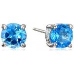 Sterling Silver Genuine and Created Gemstone Round 6mm Birthstone Stud Earrings