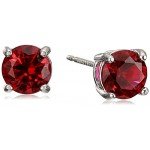 Sterling Silver Genuine and Created Gemstone Round 6mm Birthstone Stud Earrings