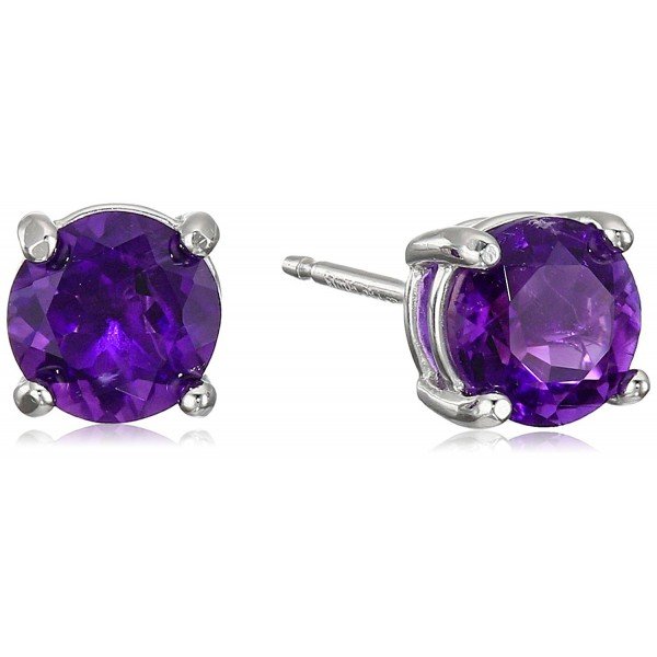 Sterling Silver Genuine and Created Gemstone Round 6mm Birthstone Stud Earrings