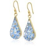 Sterling Silver Pressed Flower Teardrop Earrings