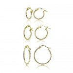 Sterling Silver Small High Polished Round Thin Lightweight Unisex Click-Top Hoop Earrings, Choose a Size & Metal