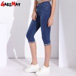 Summer Skinny Jeans Capris Women Stretch Knee Length Denim Pants High Waist Women's Jeans Plus Size Female Short Jean For Woman