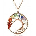 Thunaraz Tree of Life Pendant Necklace 18" 30" Handmade Chakra Gemstone Jewelry for Women