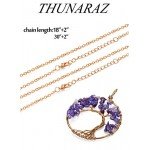 Thunaraz Tree of Life Pendant Necklace 18" 30" Handmade Chakra Gemstone Jewelry for Women