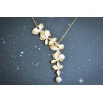 Todorova Orchid Flower with Simulated Pearl Necklace Pendant Charm Long Chain Collars Necklace for Women Chic Party Gift Jewelry