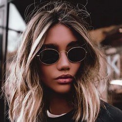 WISH CLUB Fashion Women Sunglasses Famous Oval Sun Glasses Luxury Brand Metal Round Rays Frames Black Small Cheap Eyewear Oculos