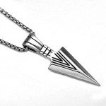 Wowastyle Retro Stainless Steel Arrowhead Pendant Necklace Spearhead Necklace for Men