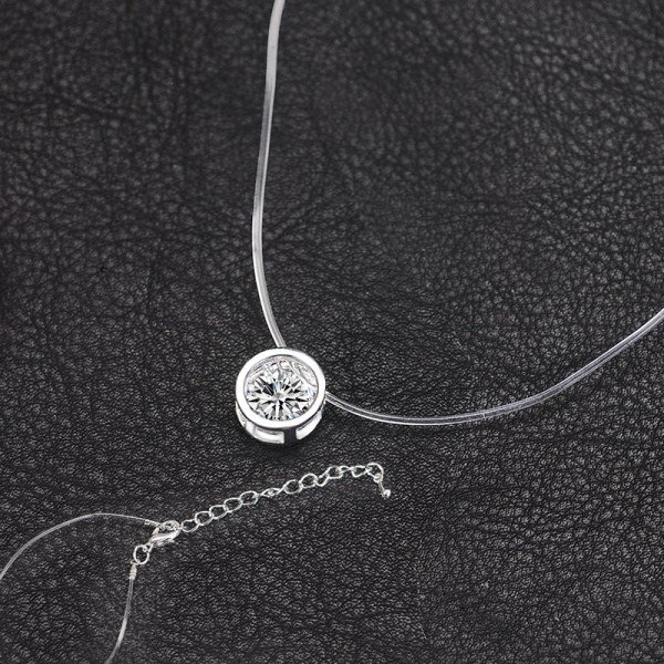 X&P Trendy Charm Necklaces for Women Girl Shine Zircon Transparent Fishing Line Short Chain Pendant Choker Neckalce Jewelry Gift