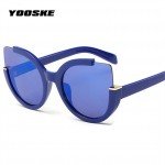 YOOSKE Sexy Cat Eye Sunglasses Women Brand Designer Mirror Sun Glasses Ladies Round Lens Shades for Women Eyewear UV400