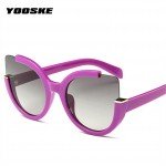 YOOSKE Sexy Cat Eye Sunglasses Women Brand Designer Mirror Sun Glasses Ladies Round Lens Shades for Women Eyewear UV400