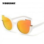 YOOSKE Sexy Cat Eye Sunglasses Women Brand Designer Mirror Sun Glasses Ladies Round Lens Shades for Women Eyewear UV400