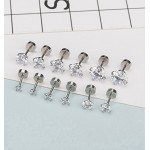 YOVORO 6 Pairs 18-20G Stainless Steel Stud Earrings for Men Women Cartilage Ear Piercings Helix Tragus Barbell 3-8mm