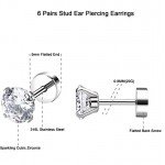 YOVORO 6 Pairs 18-20G Stainless Steel Stud Earrings for Men Women Cartilage Ear Piercings Helix Tragus Barbell 3-8mm