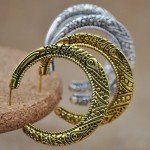 Yumfeel New Vintage Jewelry Earrings Antique Golden Vintage Tibetan Silver Hoop Earrings for Women Gifts Vintage Hoops