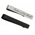 ZUNON Mens Groom Father Wedding Silver Plated Black Tie Clips Pack of 2