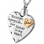 memorial necklace for mom,dad,pet,no longer by my side forever in my heart cremation pendant jewelry